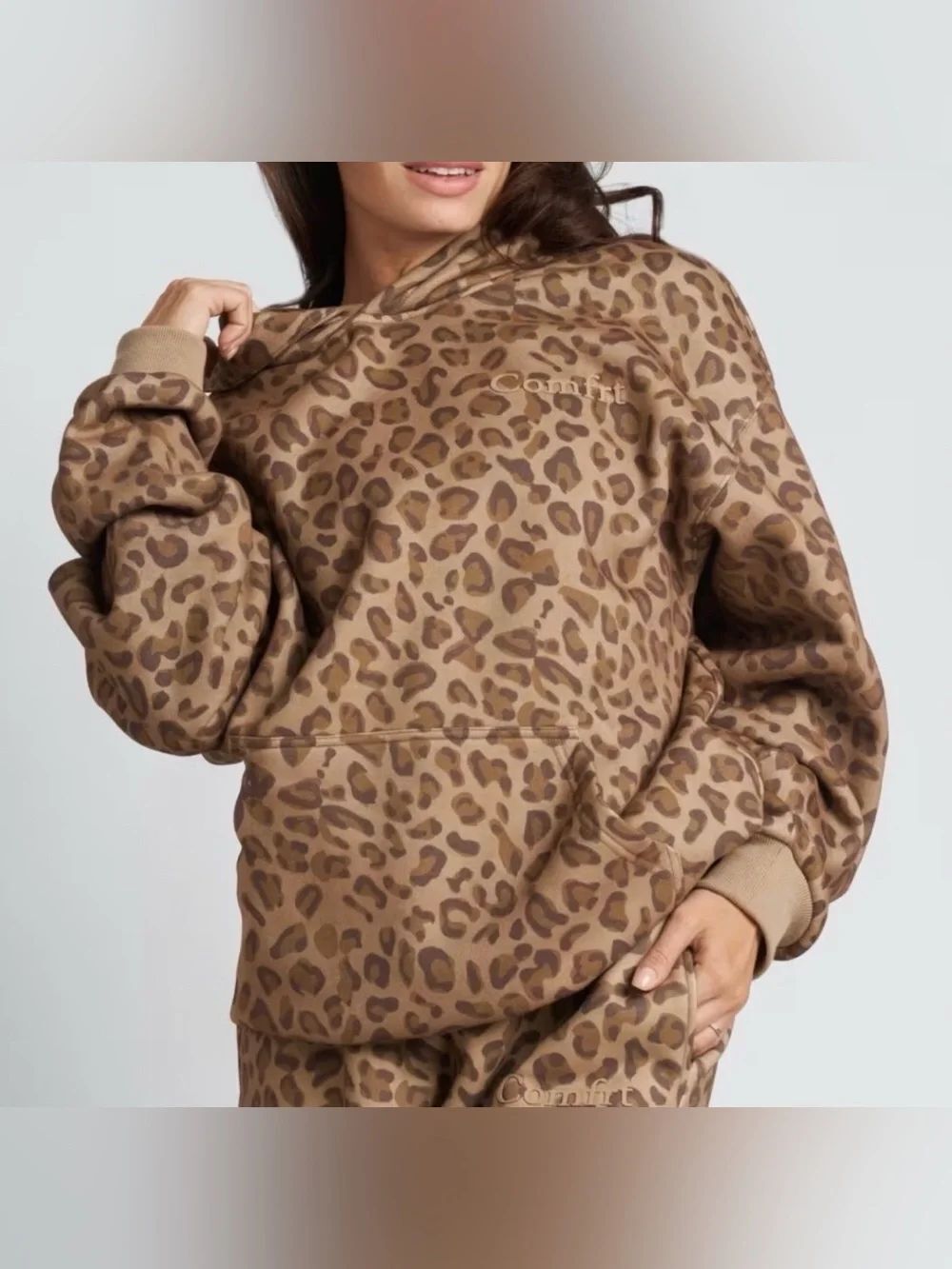 Comfrt Hoodie Cheetah Leopard Print Heavyweight Comfy Loungewear Small